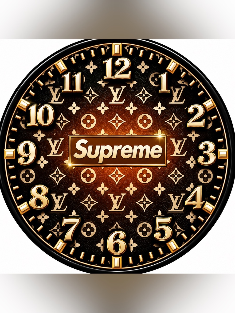 Supreme Gold and Black Luxury 9” Wall Clock.
